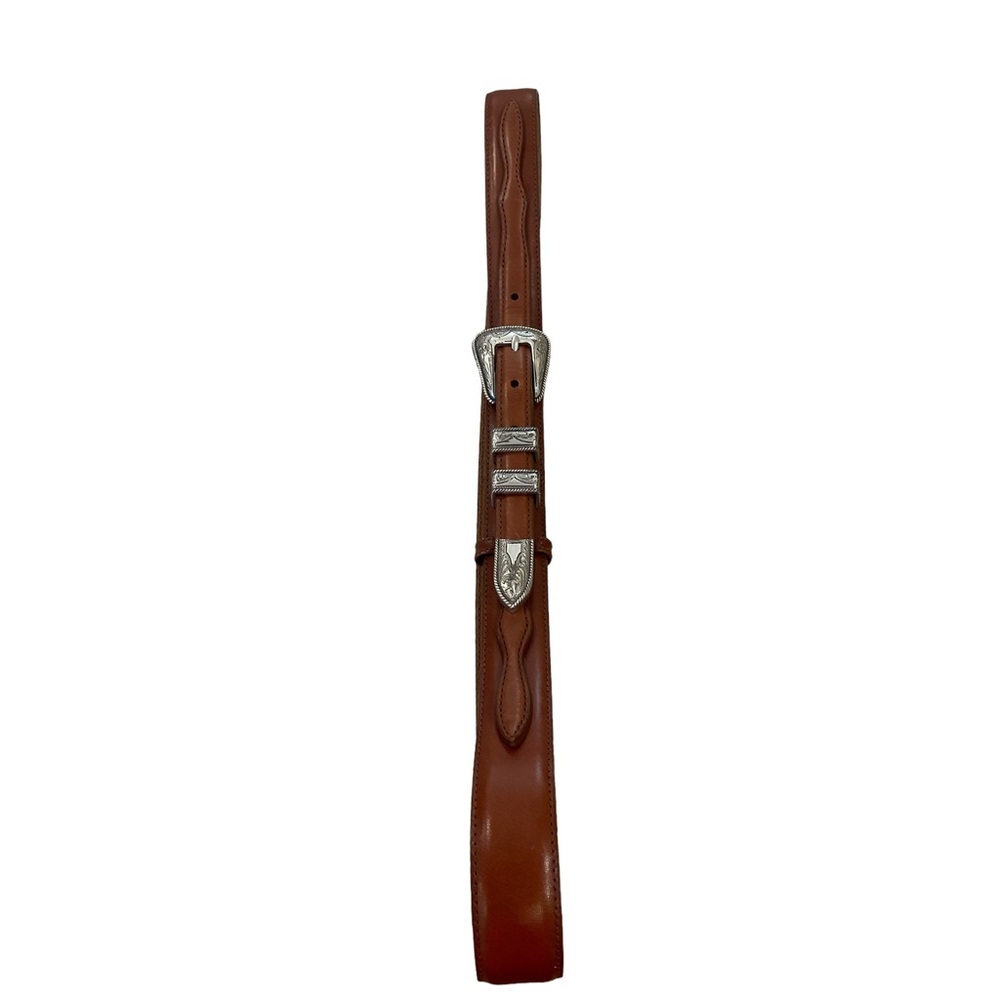 Nocona leather Belt with silver tone buckles and decorative loops